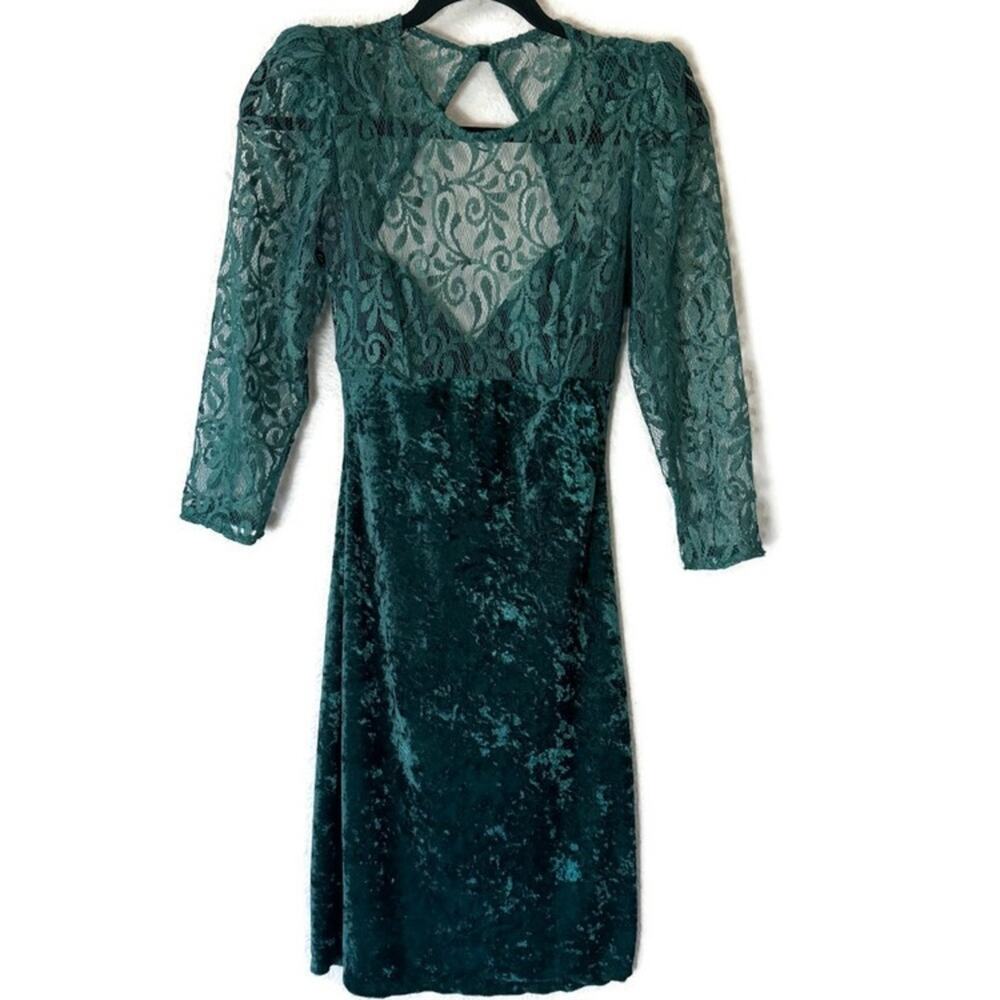 Vintage Fredrick's of Hollywood Green Velour Fitted Mini Dress